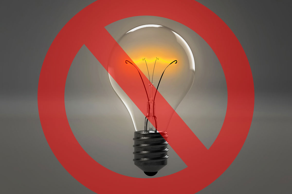 Interruzione elettrica - Immagine di una lampadina